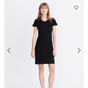 Madewell Ribbed Button-Front Mini Dress, Black NWT
